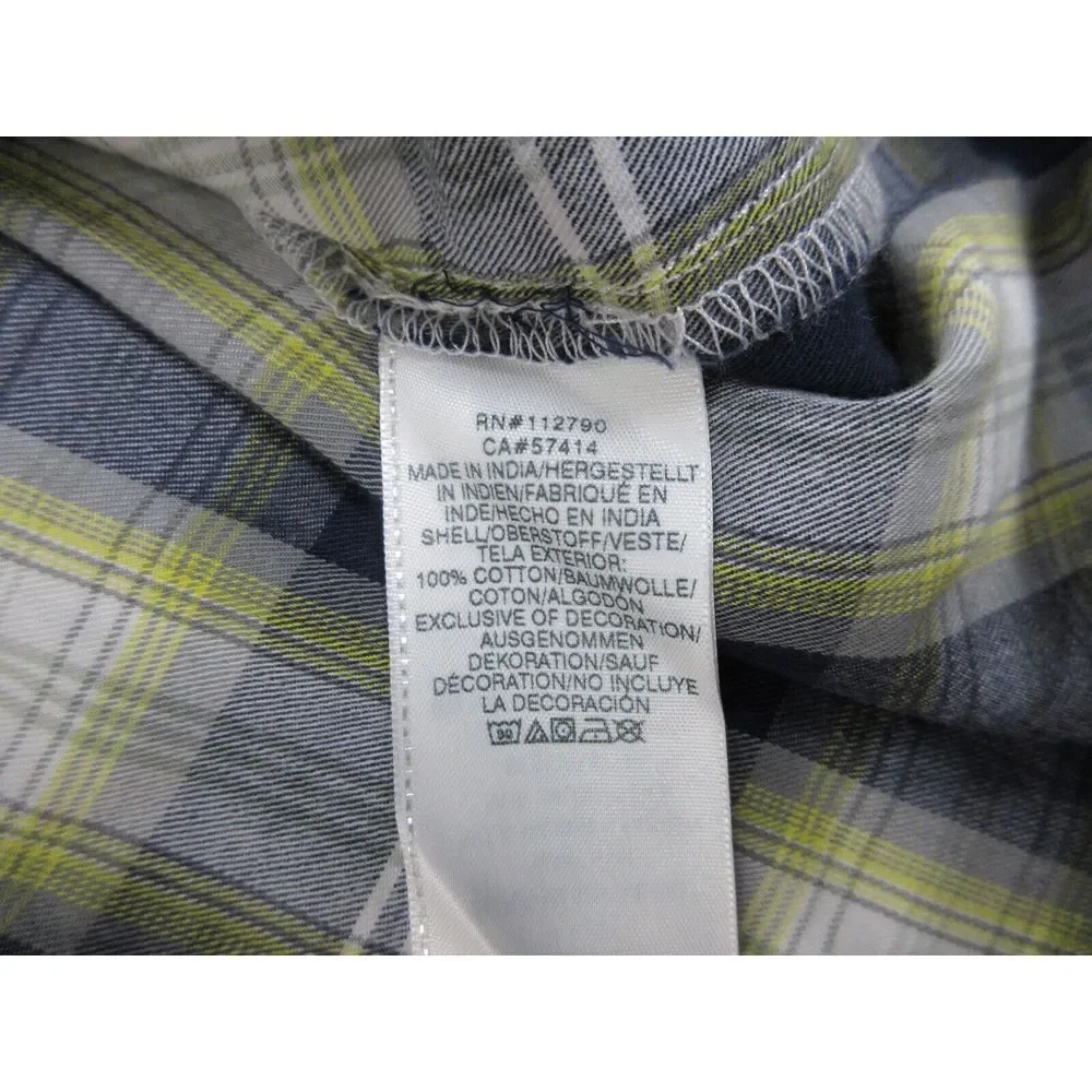 True Religion Shirt Mens Large‎ Blue Plaid Button Up Pearl Snap Western Cowboy